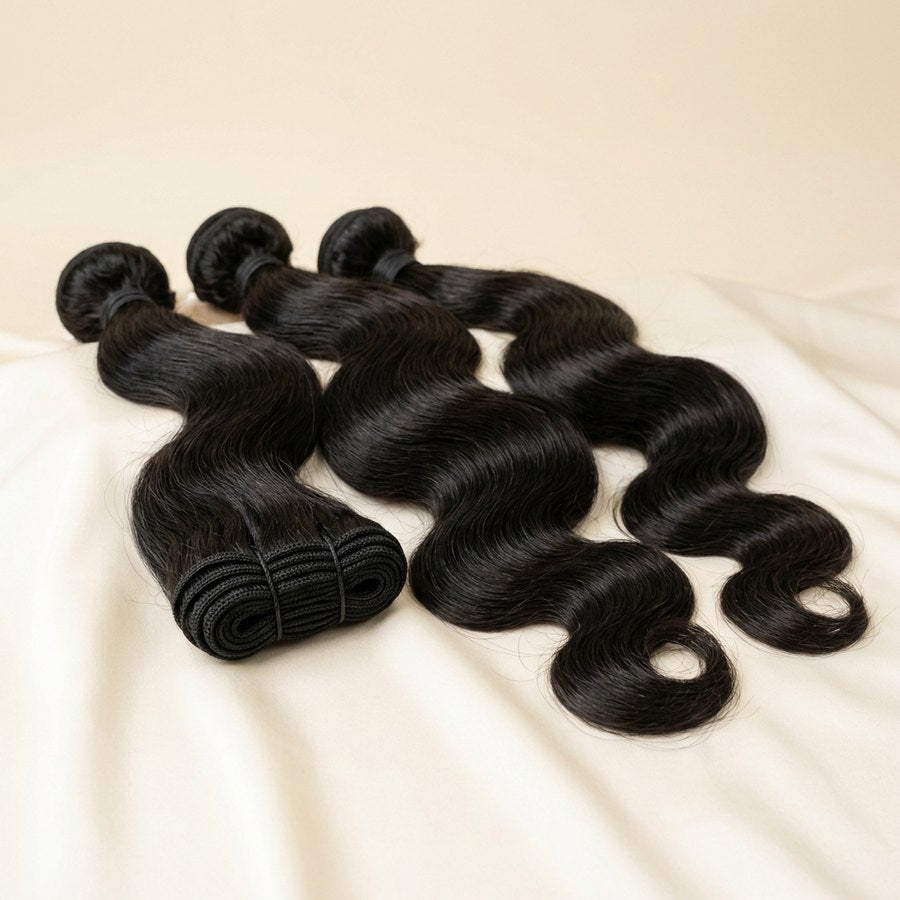 Body wave human hair bundles